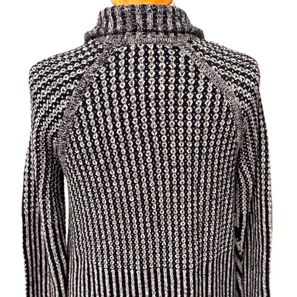 Gap Womens Large Striped Navy Nautical Long Cable Knit Cardigan Sweater Coat - Picture 6 of 10